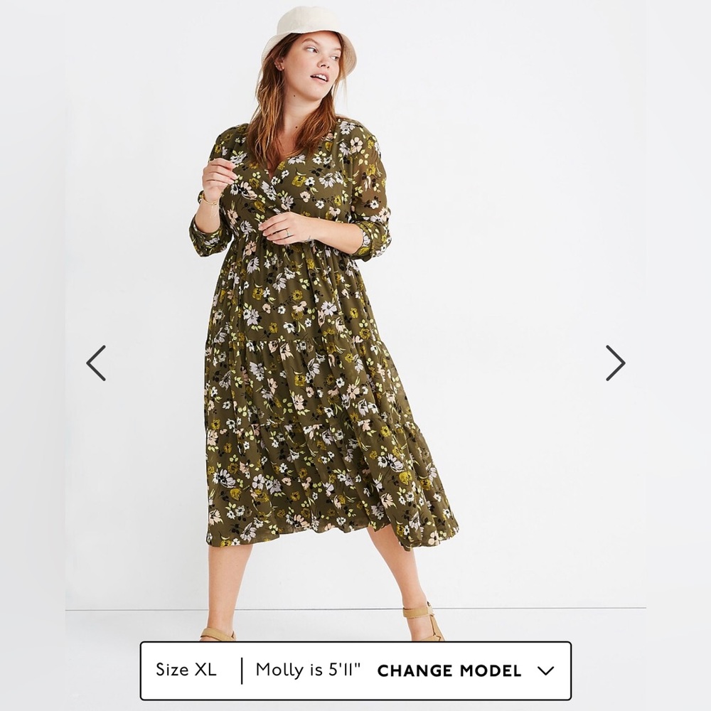 Madewell Cinch-Waist Tiered Midi Dress in Wildblooms